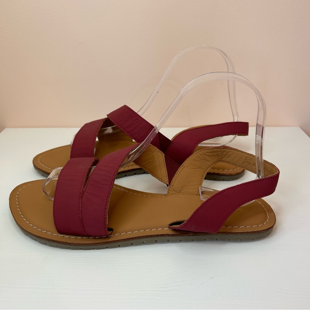 Seasalt Sunny Cove Leather Sandals Size UK 6 Burgundy Red Slingback Flat - Picture 3 of 7